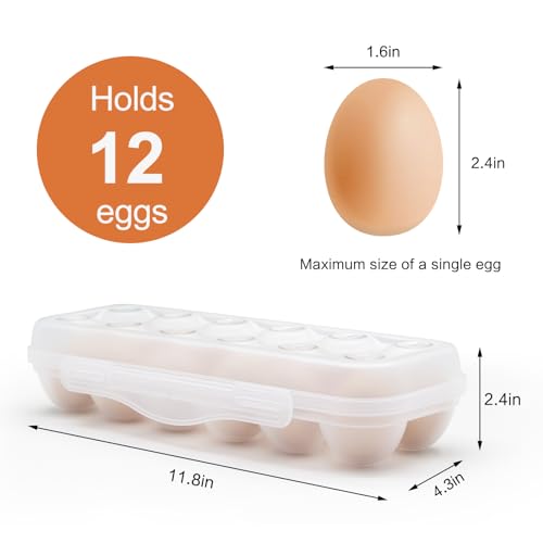 Egg Holder for Fridge, Egg Organizer for Refrigerator, Portable Egg Tray with Lid, Stackable Egg Storage with Safety Buckle (1)