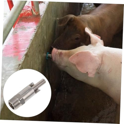Happyyami Pig Nipple Waterer Stainless Steel Piglets Feeder Nozzle Ergonomic Pig Drinking Nozzles for Farm Livestock