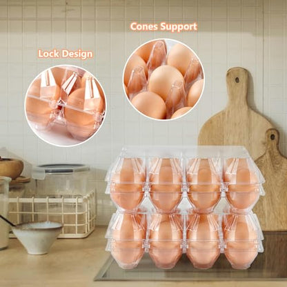 60PCS Plastic Egg Carton Reusable Egg Cartons Cheap Bulk for Fresh Large Eggs, 1 Dozen Blank Egg Tray Clear Egg Container Holder for Refrigerator Home Ranch Chicken Farm Commercial Market Display - size: 60Pack-3x4 Grids