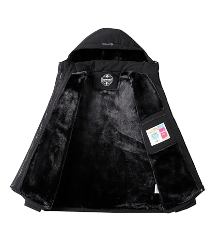 Women's Waterproof Snow Ski Jacket Warm Winter Coat Insulated Snowboarding Jacket Softshell Hiking Jacket - color: Black, size: X-Large