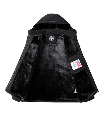 Women's Waterproof Snow Ski Jacket Warm Winter Coat Insulated Snowboarding Jacket Softshell Hiking Jacket - color: Black, size: Large