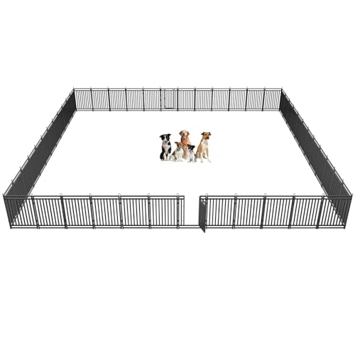 Dog Fence Outdoor Indoor, 40 Inch Height 48 Panels Dog Playpen for Large/Medium/Small Dogs Metal Dog Pen for Yard Camping and RV | Black-Silver,Patented - size: 40" height, style: 48 Panels