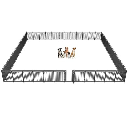 Dog Fence Outdoor Indoor, 40 Inch Height 48 Panels Dog Playpen for Large/Medium/Small Dogs Metal Dog Pen for Yard Camping and RV | Black-Silver,Patented - size: 40" height, style: 48 Panels