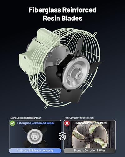 iLiving 12-Inch Corrosion Resistance Shutter Exhaust Fan, Single Speed - style: Corrosion-Resistance