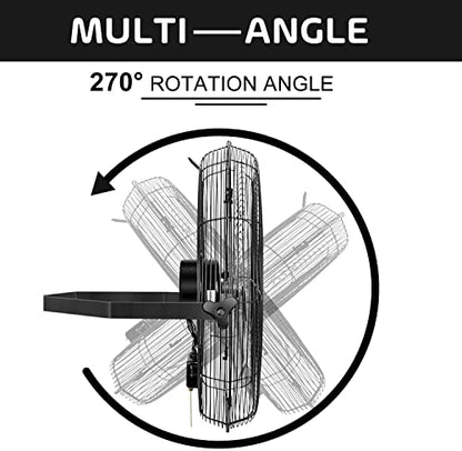 Simple Deluxe 24 Inch Industrial Wall Mount Fan, 3 Speed Metal Fan for Warehouse, Greenhouse, Workshop, Patio, Factory and Basement, Black - size: 24 Inch
