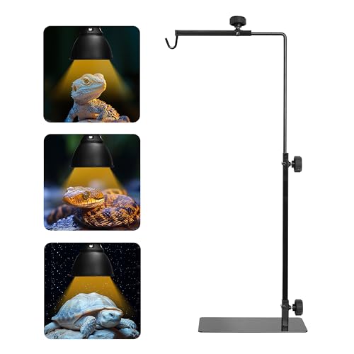 Simple Deluxe Reptile Lamp Stand Metal Light Holder Adjustable Height 16-32 inch, for Amphibian Terrarium Heating-Light and Aquarium Tank - size: Lamp Stand M