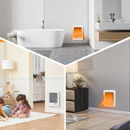 New Upgrade CSC151TW Electric Wall Heater - Fast & Efficient Heating with Built-in Thermostat, 1500W/120V, 5120 BTU, Complete Unit, White (White)