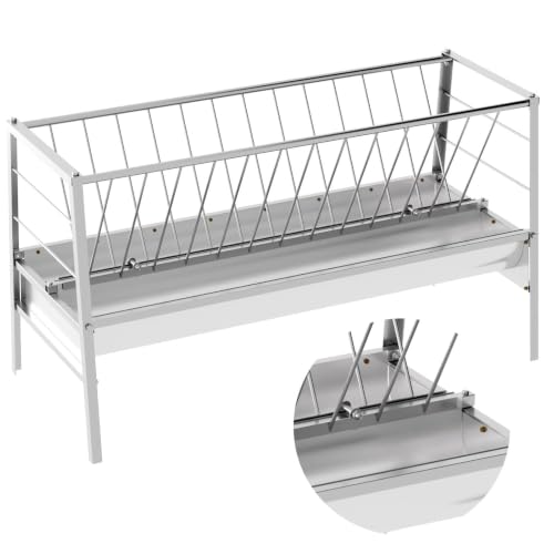 99 Gallon Pasture Hay Feeder, 2 in 1 Stainless Steel Goat Hay Feeder with Deeper Feeding Pan for Goat Sheep Horse, Detachable Livestock Feeder Ease of Assembly in Farm Outdoor (silvery stainess steel) - color: silvery stainess steel