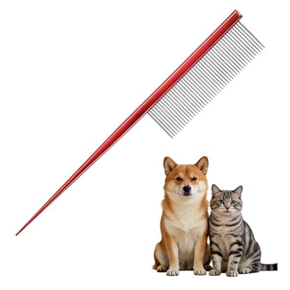 Grooming Pet Comb, 7.2Inch Dog Rat Tail Comb with Rounded Ends Cat Hair Trimmer Combs Knots Mats Loose Hair Removal (Red), Intended for Small Dog Cat - color: Red