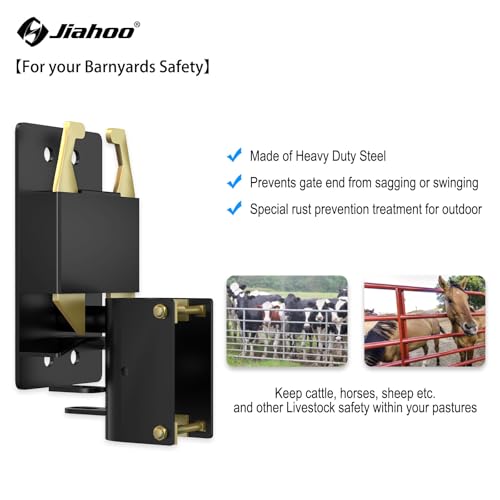 JIAHOO 2 Way Farm Gate Latch, Heavy Duty Gate Latches for Metal Tube Gates, Two-Way Lockable Livestock Gate Latch Hardware for Cattle Gate Horse Corrals, Ranches, Pastures, Pet Cages - style: Farm Gate Latch