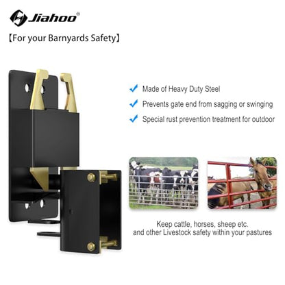 JIAHOO 2 Way Farm Gate Latch, Heavy Duty Gate Latches for Metal Tube Gates, Two-Way Lockable Livestock Gate Latch Hardware for Cattle Gate Horse Corrals, Ranches, Pastures, Pet Cages - style: Farm Gate Latch