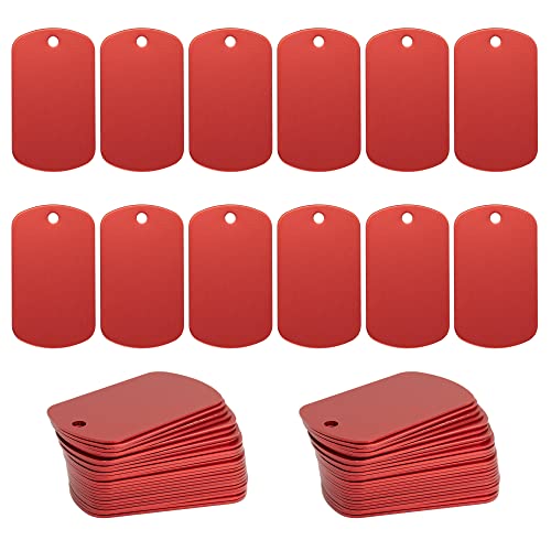 StayMax 100 Pack Anodized Aluminum Engraving Blank Tags Stamping Blanks (Red) - color: Red