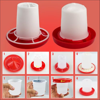 Chicken Feeder and Waterer Set, Chick Poultry Feeding Equipment Kit Automatic Feeding and Watering for Baby Turkey Guinea Fowl Quail Pigeons Ducks(0.35Lbs + 160ml)