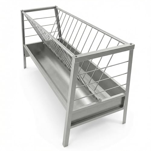 77 Gallon Pasture Feeder, Galvanized Steel, 60-Inch Length x 33.4" Height Hay Rack with 2 in 1 Hay Feeder, Easy to Assemble and Carry, Feeding Goats, Sheep and Ponies for Farms, Sheep Sheds, Pigsties