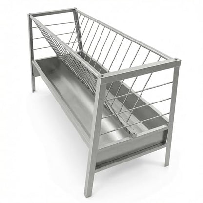 77 Gallon Pasture Feeder, Galvanized Steel, 60-Inch Length x 33.4" Height Hay Rack with 2 in 1 Hay Feeder, Easy to Assemble and Carry, Feeding Goats, Sheep and Ponies for Farms, Sheep Sheds, Pigsties