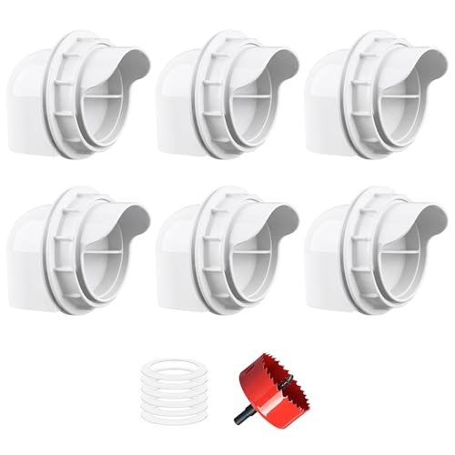 Chicken Feeders No Waste, DIY Automatic Poultry Feeder - 6 Ports White | Buckets Barrels Bins Troughs‑mountable Design for common Breeds of Chicken Flock with Hole Saw - color: White, size: 6 Ports