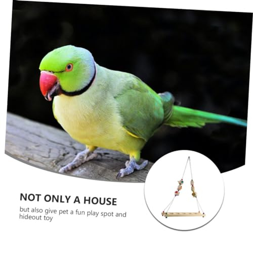 BESPORTBLE Wooden Chicken Swing Ladder Hanging Bird Toy for Parrots Chickens and Small Birds Adjustable Climbing Stand Natural Wood Design for PET Training and Play