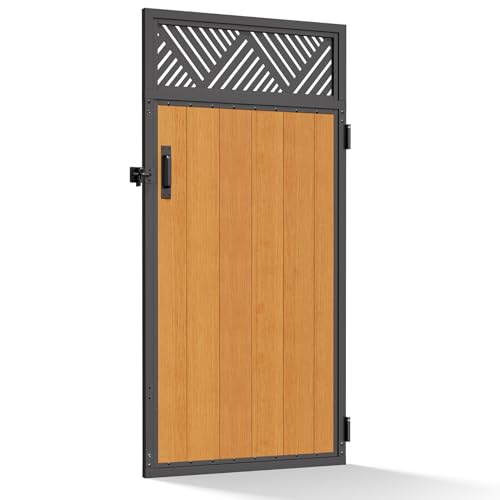3x6FT (34.8" W X 70.8" H) 201 Stainless Steel Anti Sag Wooden Fence Gate Kit Heavy Duty Garden Gate Frame Hardware Kit Reinforcement (Left/Right Free-Installation) - size: W3xH6 FT-Geometric
