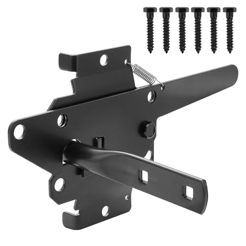 Heavy Duty Outdoor Gate Latch, Iron Fence Latch for Wooden Fence and Metal Gates, Easy Install Gate Lock with Adjustable Strike Plate, Universal Gate Hardware for Garden, Yard, Farm - size: Latch