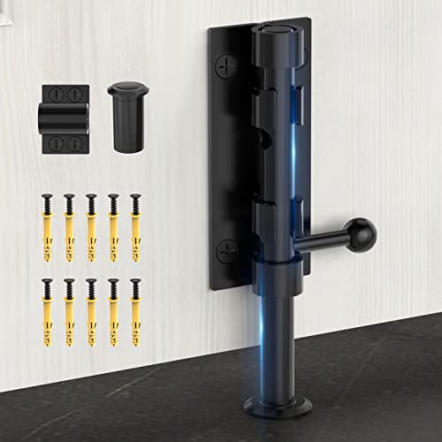 Barrel Bolt Latch, Sliding Bolt Gate Lock Door Latches Hardware, 6.3 Inch Heavy Duty Solid 304 Stainless Stee Door Lock for Fence/Wooden/Barn Door/Yard Door/Interior Door Latch - color: Black-1Pc, size: 6 Inch