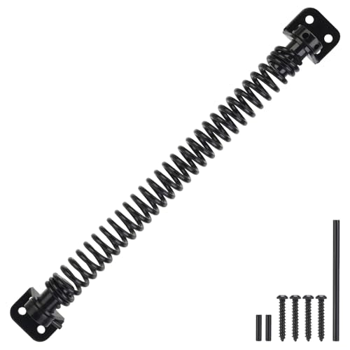 11-1/2" Gate Spring Self Closing Heavy Duty Door Springs to Close Door, Automatic Gate Closer with Adjustable Tools for Metal Gates, Wooden Fences and Vinyl Fence Gates(Black, 1 Pack) - size: 11-1/2 Inch