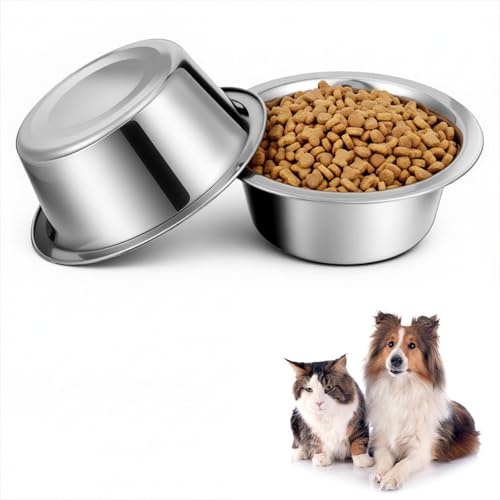 2 Pack Metal Dog Bowls, Stainless Steel Dog Bowls, Metal Food and Water Dish, 5.1" Basic Pet Feed Bowl for Medium Dogs and Cat, Replacement Bowl for Elevated Stand, Dishwasher Safe Dish