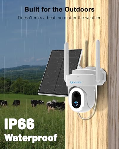 UCOCARE 4G LTE Cellular Security Camera Solar, No WiFi Outdoor Camera with SIM Card, 4MP HD 360° Pan Tilt, Color Night Vision, Motion Alerts, Off-Grid Camera for Farm Ranch Cabin Construction Site