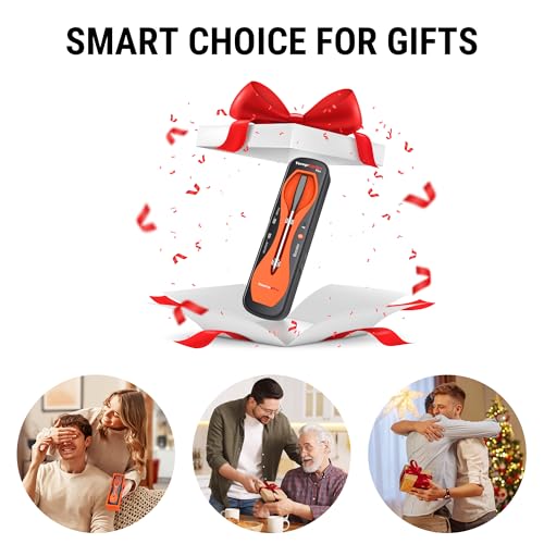 ThermoPro 600FT Wireless Meat Thermometer with Upgraded Ultra-Thin Probe, Bluetooth Meat Thermometer Wireless for Outside Grill, Smoker Thermometer for BBQ Oven Rotisserie Sous Vide (TP970)