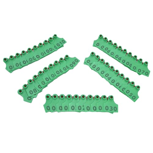 100Pcs Cattle Ear Tags Numbered 001-100, Plastic Livestock Ear Tags Numbered for Cows Goats Sheep Pigs Animal Identification Earring Tagger (Green) - color: Green