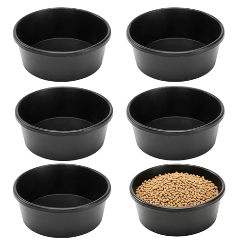 6Pcs Rubber Feed Pan,Heavy Duty 1 Gallon Horse Feed Bucket Livestock Feeder Tubs for Horse,Pony, Goat, Pig, Chicken, Dog, Farm Small Animal