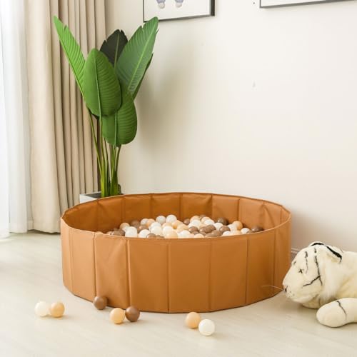 Ball Pit for Toddlers Babies Dogs Cats Iinfant Children, Foldable Ball Pits Play Tent, Crawl Playpen Ball Pool with Storage Bag, Surprise for Boys Girls Festival (Balls Not Included), Brown - color: Brown