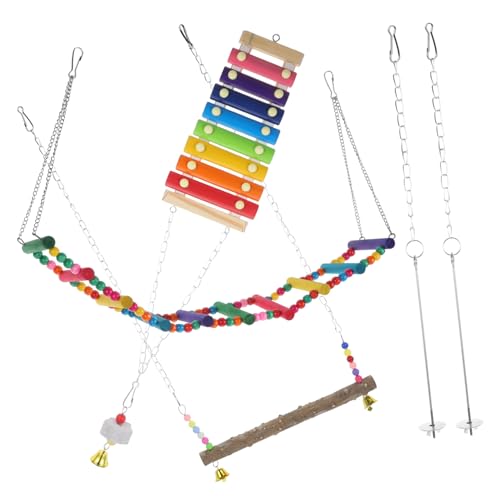 1Set Creative Chicken Chewing Foraging Plaything with Hanging Ladder Beads Movable Hook for Chickens for Coop Entertainment