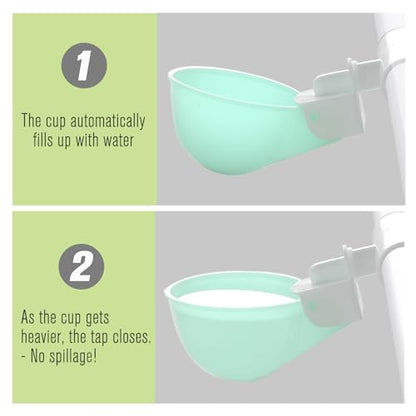 4PC Chicken Water Cups with PVC Tee Fittings for 1/2" Pipe, Automatic Chicken Watering System, Anti-Leak, Holds 50% More Water, Suitable for Chicks, Chicken, Duck, Quail, Birds, Turkey