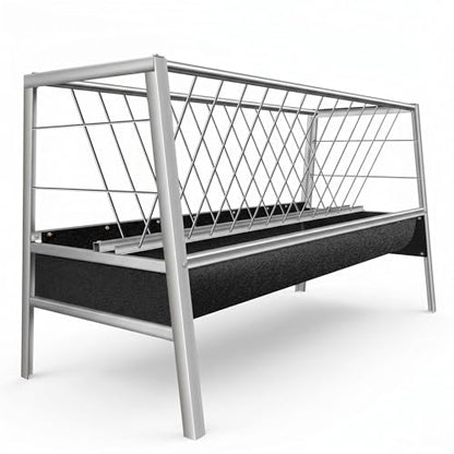 77 Gallon Rubber Trough Hay Feeder, Rust Resistant Stainless Steel Livestock Feeder, Anti-Waste Design Farm Feeder for Goats, Sheep, Calves and Horses