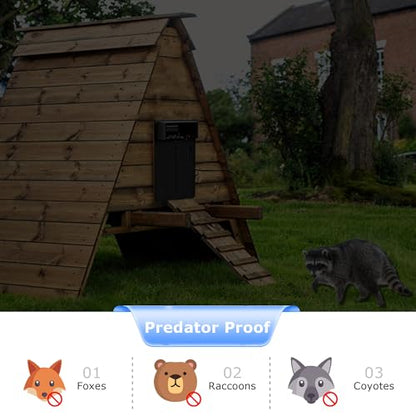 Automatic Chicken Coop Door, Programmable via App Timer, Solar/Battery/Grid Powered Design with Anti-Pinch Protection, Waterproof Aluminum Auto Door for Chickens & Ducks,Plug & Play Setup - GRUBSFARM