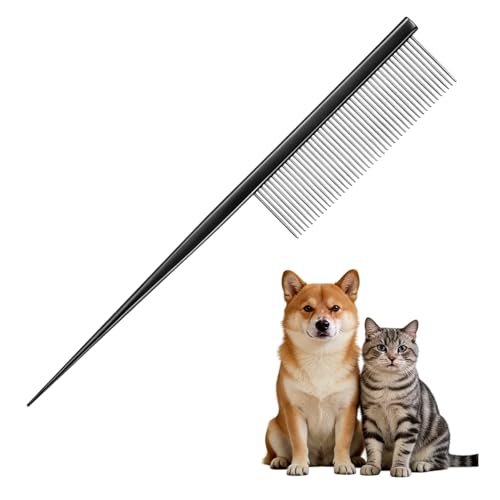 Grooming Pet Comb, 7.2Inch Dog Rat Tail Comb with Rounded Ends Cat Hair Trimmer Combs Knots Mats Loose Hair Removal (Black), Intended for Small Dog Cat - color: Black