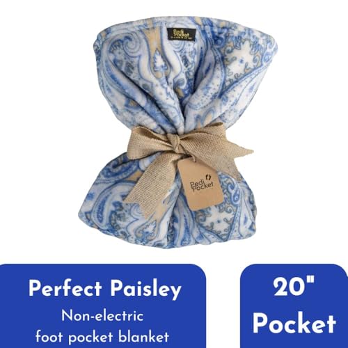 PediPocket Patented Foot Pocket Blanket – 50” x 70” with 20” Deep Foot Pocket, Plush Velvety Fleece Blanket, Everyday Luxurious Comfort, Machine Washable, Gift Idea – Perfect Paisley (Non-Electric) - color: Perfect Paisley