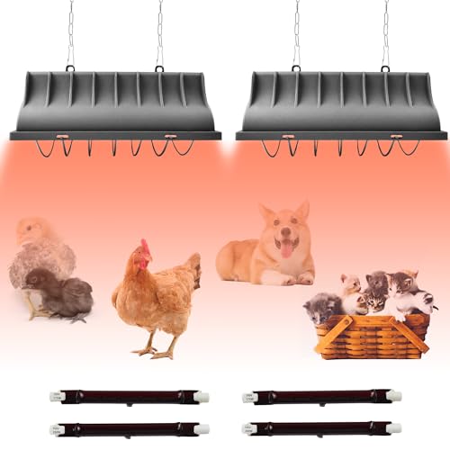 Chicken Coop Heater for Chicks,Brooder Heater with 2pcs Heat Lamp(250W and 175W),Adjustable Temp & Height Chicken Brooder Box Supplies for Chicken Livestock Dogs Sheep Pets - size: 2 Pack