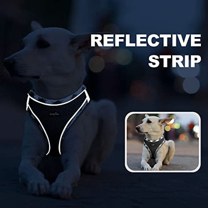 haapaw Dog Harness with Leash Set, No Pull Adjustable Reflective Step-in Puppy Harness with Thickened Padded Vest for Extra-Small/Small Medium Dogs - color: Black, size: M