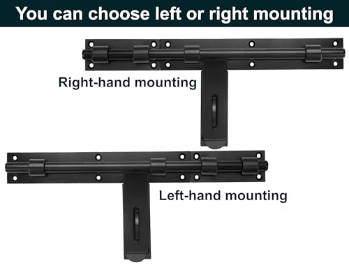 17" Slide Bolt Gate Latch，Face Mount Weld/Screws on gate Left/Right Side | Thickened for Large Wooden/Metal Gates，Fence Gate Latch, Barn Door Lock,Latch Hardware(Patent Pending)