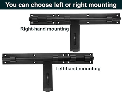 17" Slide Bolt Gate Latch，Face Mount Weld/Screws on gate Left/Right Side | Thickened for Large Wooden/Metal Gates，Fence Gate Latch, Barn Door Lock,Latch Hardware(Patent Pending)