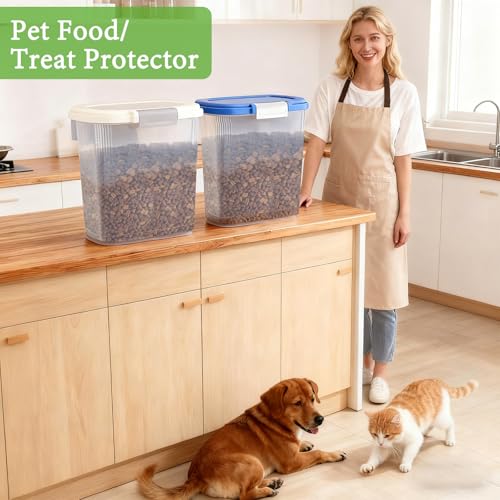 10-15 Lbs Dog Food Storage Container Airtight - Slim Pet Cat Food Container with Lid, Scoop and Cup - Clear Plastic Dry Food Storage Bin for Dogs, Cats, Bird Seeds, Kibble, Pellets, Rice, Flour - color: Sapphire Blue