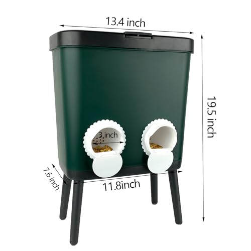 33 LB Automatic Chicken Feeder No Waste with 4 Pcs Port Large Capacity Free-Standing Poultry Food Feeder Outside and Indoor DIY Gravity Poultry Feeding Dispenser for Chicken Geese Quails and Turkeys