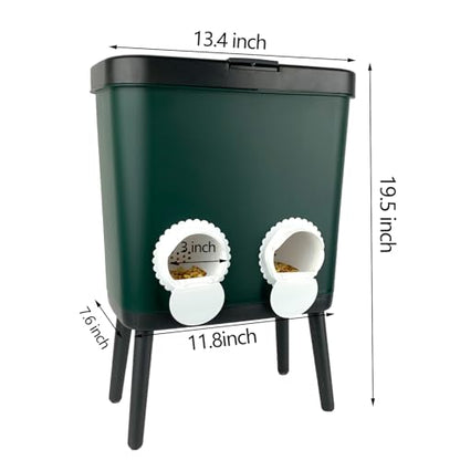 33 LB Automatic Chicken Feeder No Waste with 4 Pcs Port Large Capacity Free-Standing Poultry Food Feeder Outside and Indoor DIY Gravity Poultry Feeding Dispenser for Chicken Geese Quails and Turkeys
