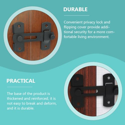 Alipis 2pcs Stainless Steel Door Latch Lock with Safety Security for Pet Cage and Barn Gate, Large Matte Black Heavy-Duty Door Buckle Suitable for Home and Outdoor Fence Use