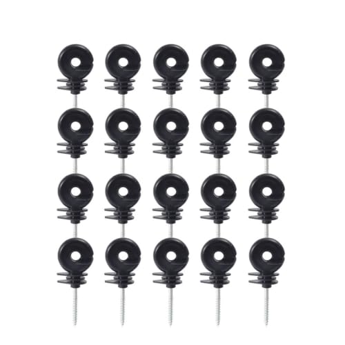 Electric Fencing Ring Insulators Electric Fence Insulators Self Tapping Nails Wood Post Temperature Resistant Screw-in Insulator for Farm(20PCS) - size: 20PCS