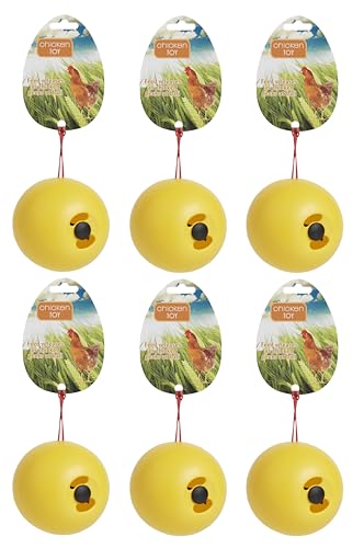 Lixit® Chicken Feeder Treat Ball Toy - Chicken Coop Peck Toy - Chick Slow Feeder and Enrichment Ball (Yellow, 6 Pack) - size: 6 Pack