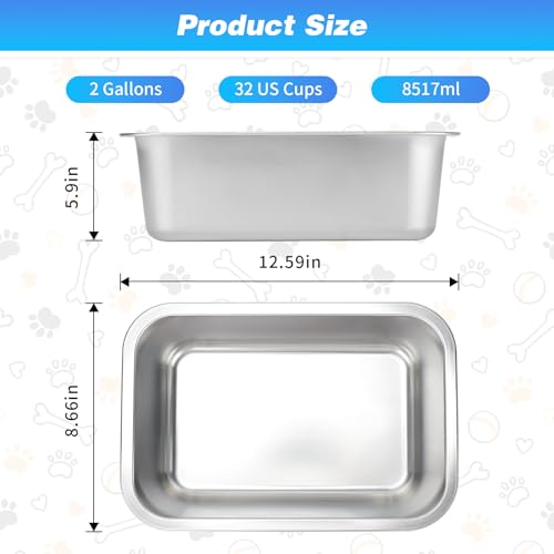 Bwogue 2 Gallons Extra Large Stainless Steel Dog Water and Food Bowl for Large, X-Large Breeds - High Capacity, 1 Pack - color: 1 Bowl, size: 2 Gallons