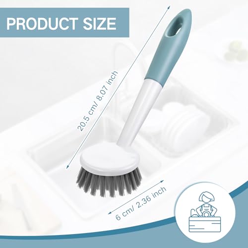 Patelai 24 Pack Kitchen Scrub Dish Brush with Long Handle Dish Scrubber with Stiff Bristles Scrub Brushes for Kitchen Dishes Washing Tools, Pots, Pans and Sink Cleaning (Celadon) - color: Celadon