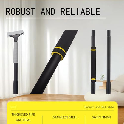 Floor Scraper Tool, Floor Scraper Long Handle Heavy-duty 16-47" Comes with 10 Metal Blades Suitable for Cleaning Floors Windows and Wall Labels Soft Sponge Handle